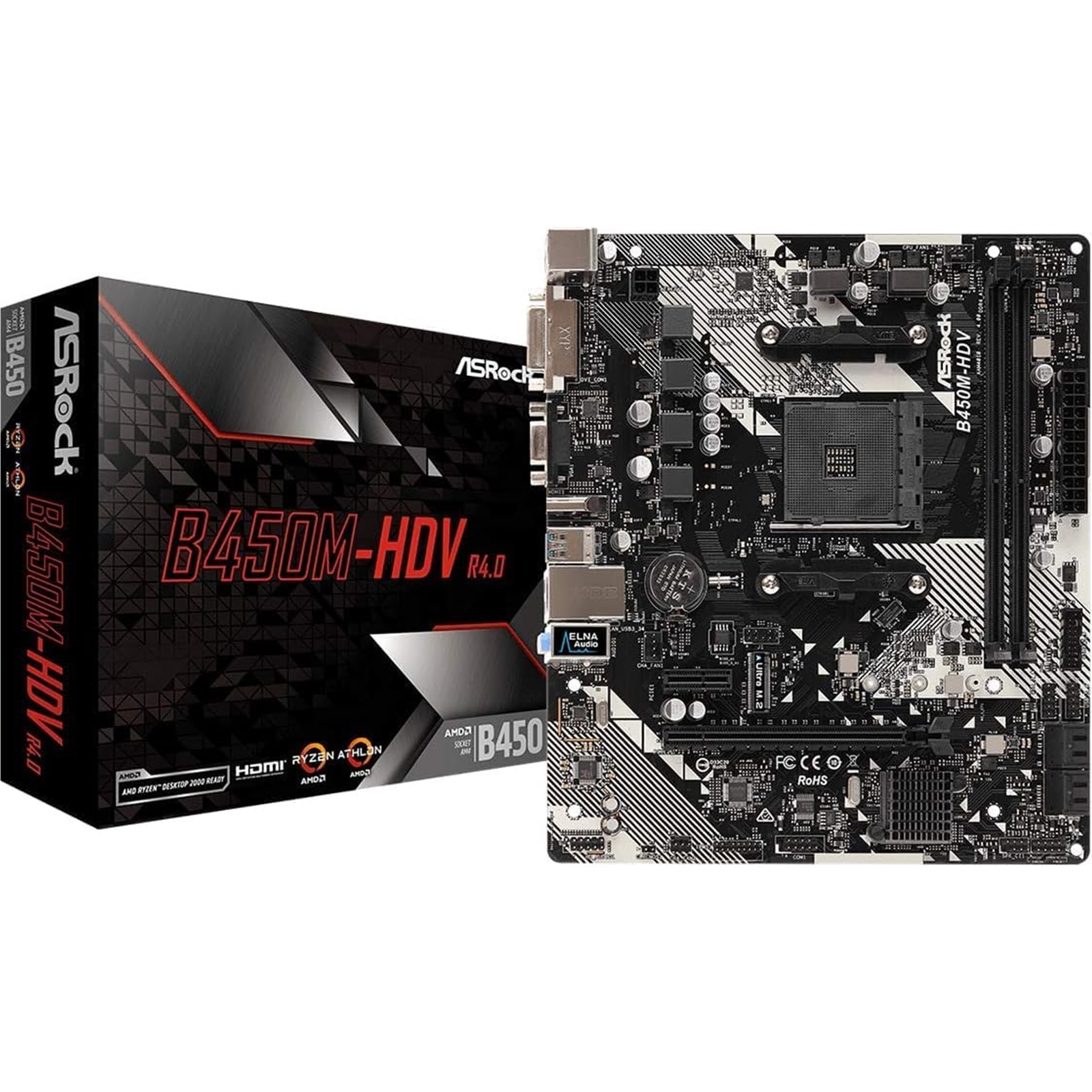 ASRock B450M-HDV R4.0 Super Alloy AMD AM4 Socket Motherboard, Micro-ATX, 2x DDR4 Slots, 1x M.2 Socket, GbE LAN, 1x D-Sub / 1x DVI-D / 1x HDMI Port - Image 4