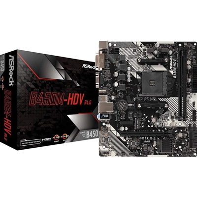 ASRock B450M-HDV R4.0 Super Alloy AMD AM4 Socket Motherboard, Micro-ATX, 2x DDR4 Slots, 1x M.2 Socket, GbE LAN, 1x D-Sub / 1x DVI-D / 1x HDMI Port - Image 3