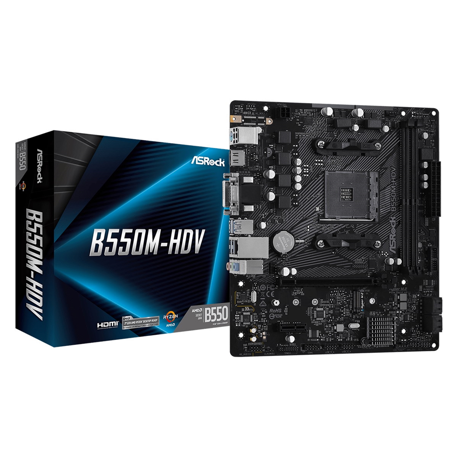 ASRock B550M-HDV AMD AM4 Socket Motherboard, Micro-ATX, 2x DDR4 Slots, 1x M.2 Socket, GbE LAN, 1x D-Sub / 1x DVI-D / 1x HDMI Port - Image 4