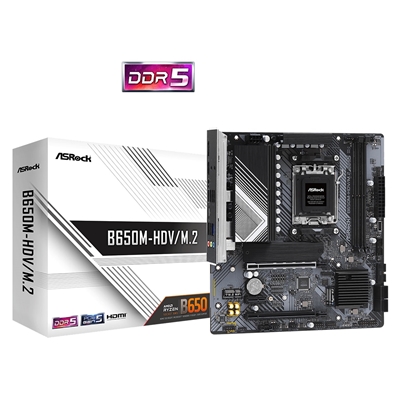 ASRock B650M-HDV/M.2 AMD AM5 Socket Motherboard, Micro-ATX, 2x DDR5 Slots, 2x M.2 Sockets, Fitted I/O Shield, 2.5GbE LAN, 1x DisplayPort / 1x HDMI Port - Image 2