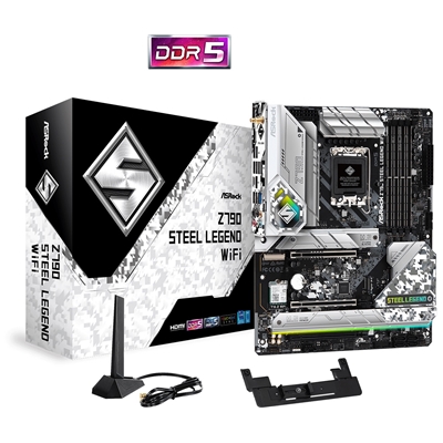 ASRock Z790 Steel Legend WiFi Intel 1700 Socket Motherboard, ATX, 4x DDR5 Slots, 5x M.2 Sockets, Fitted I/O Shield, 2.5GbE LAN, Wi-Fi 6E, 1x DisplayPort / 1x HDMI Port - Image 2