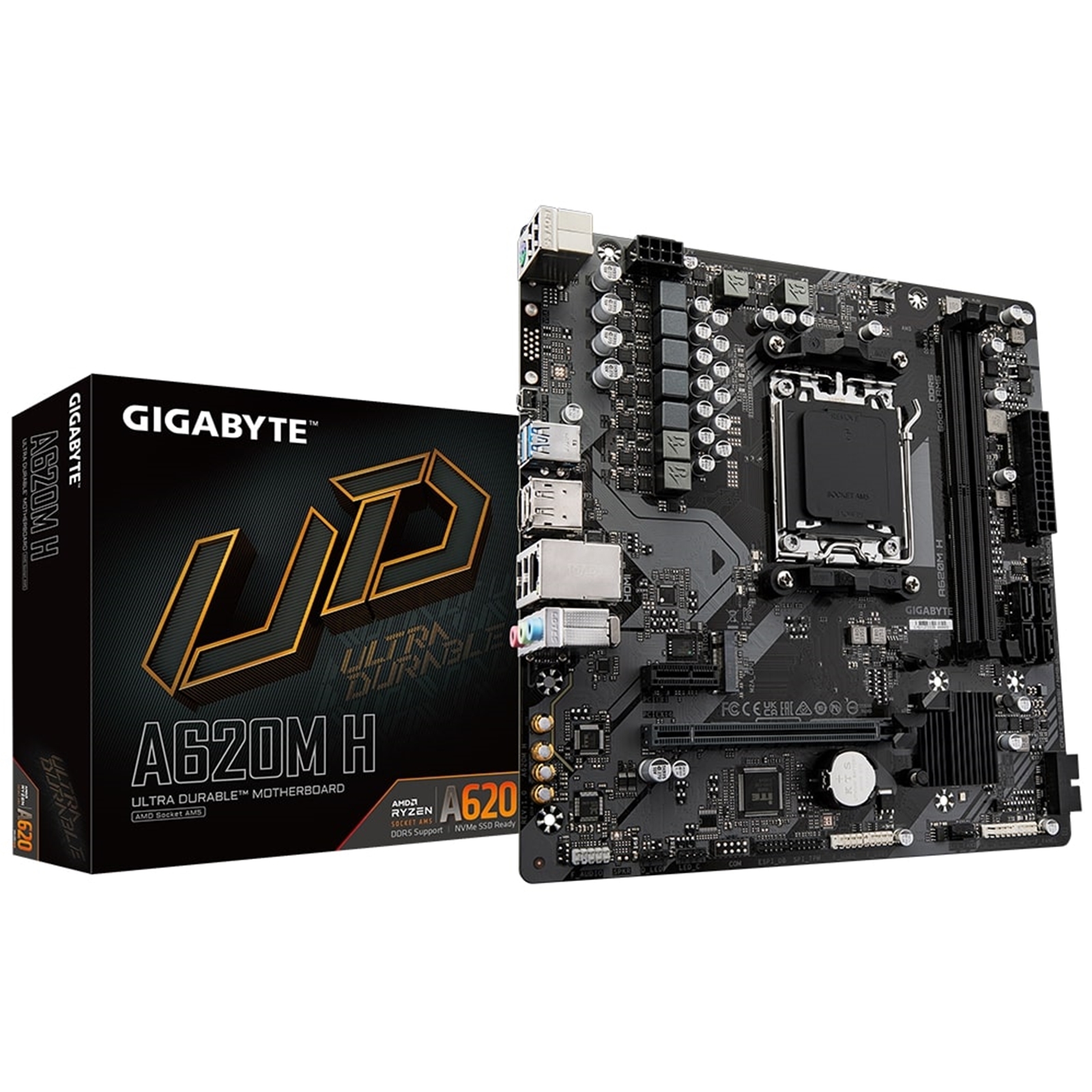 Gigabyte A620M H Ultra Durable AMD AM5 Socket Motherboard, Micro-ATX, 2x DDR5 Slots, 1x M.2 Socket, GbE LAN, 1x DisplayPort / 1x HDMI Port - Image 4