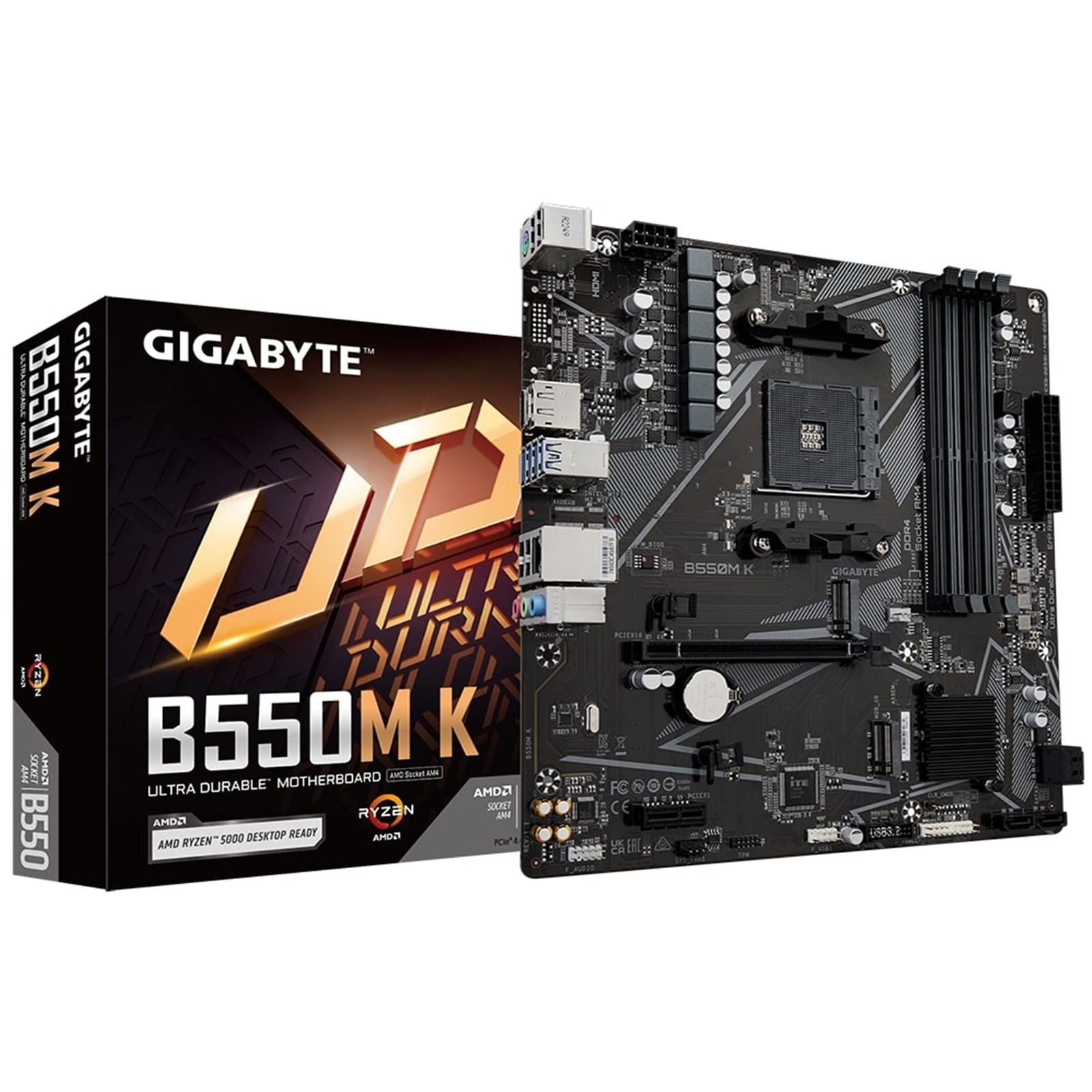 Gigabyte B550M K Ultra Durable AMD AM4 Socket Motherboard, Micro-ATX, 4x DDR4 Slots, 2x M.2 Sockets, GbE LAN, 1x DisplayPort / 1x HDMI Port - Image 4