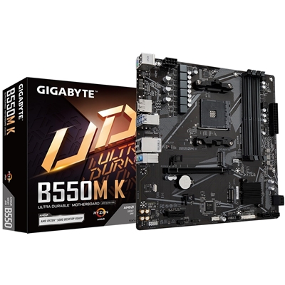 Gigabyte B550M K Ultra Durable AMD AM4 Socket Motherboard, Micro-ATX, 4x DDR4 Slots, 2x M.2 Sockets, GbE LAN, 1x DisplayPort / 1x HDMI Port - Image 3