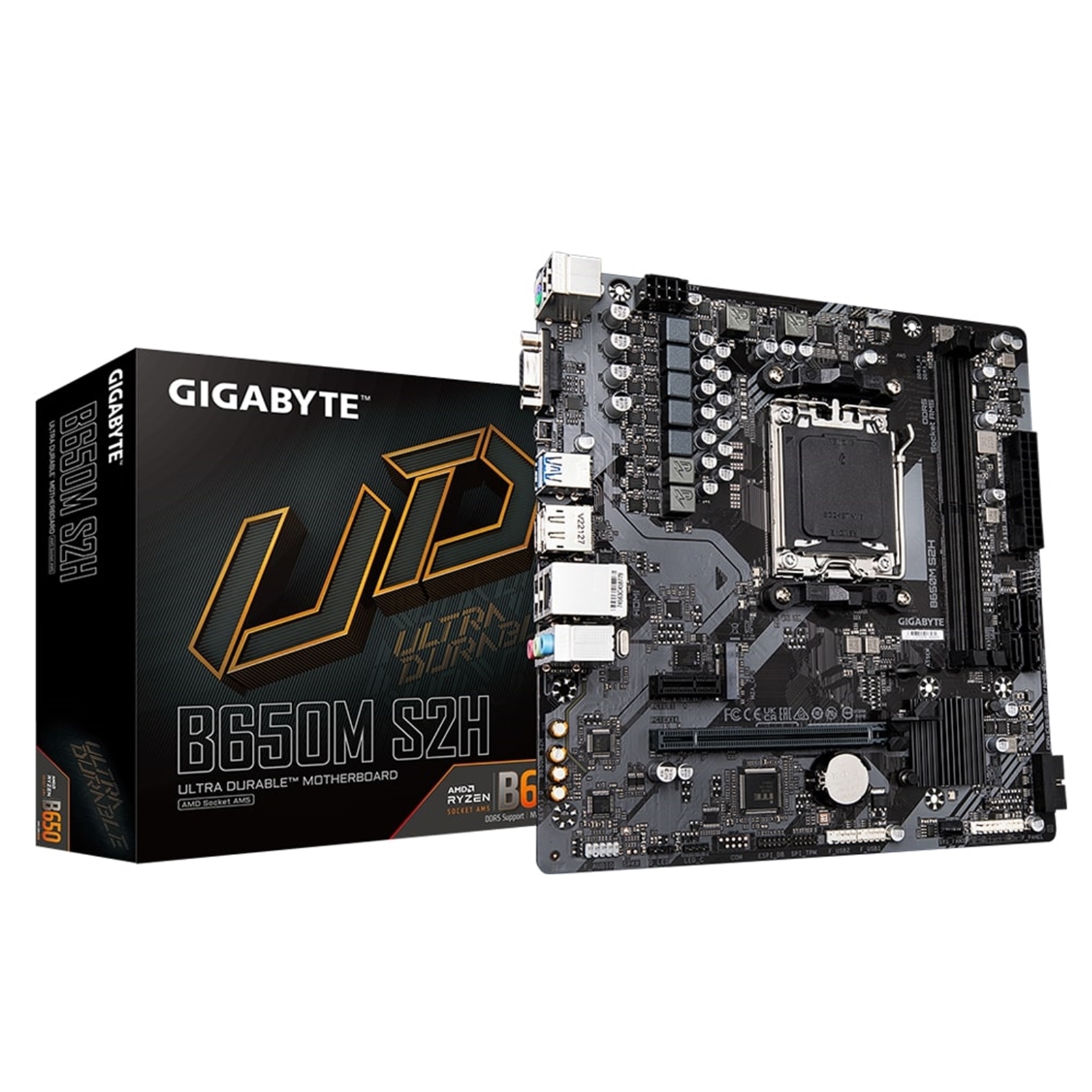 Gigabyte B650M S2H Ultra Durable AMD AM5 Socket Motherboard, Micro-ATX, 2x DDR5 Slots, 1x M.2 Socket, GbE LAN, 1x D-Sub / 1x DisplayPort / 1x HDMI Port - Image 4
