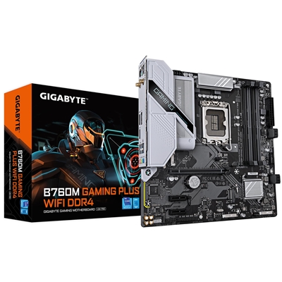 Gigabyte B760M GAMING PLUS WIFI DDR4 Intel 1700 Socket Motherboard, Micro-ATX, 4x DDR4 Slots, 2x M.2 Sockets, Fitted I/O Shield, GbE LAN, Wi-Fi 6, 1x DisplayPort / 1x HDMI Port - Image 2