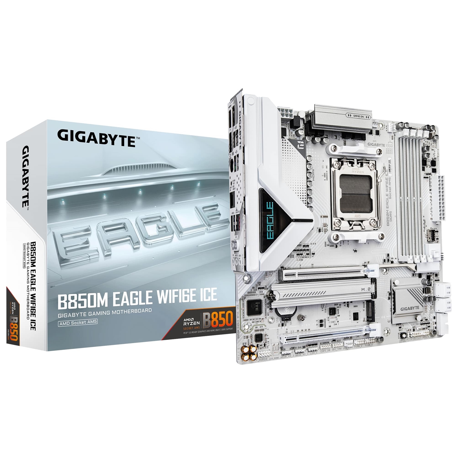 Gigabyte B850M Eagle WIFI6E ICE AMD AM5 Socket Motherboard, Micro ATX, 4x DDR5 Slots, 3x M.2 Sockets, Wi-Fi 6E, 2x DisplayPort / 1x HDMI Port - Image 3