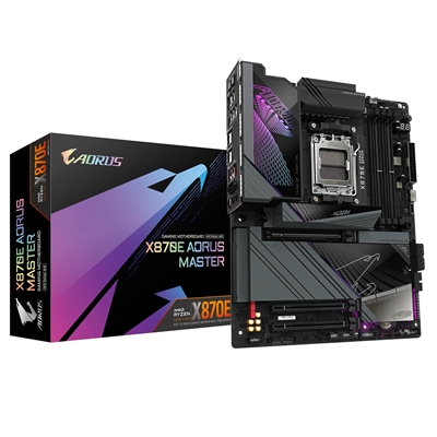 Gigabyte X870E AORUS MASTER AMD AM5 Socket Motherboard, ATX, 4x DDR5 Slots, 4x M.2 Sockets, Fitted I/O Shield, 5GbE LAN, Wi-Fi 7, 1x HDMI Port / 2x USB-C (USB4) - Image 2