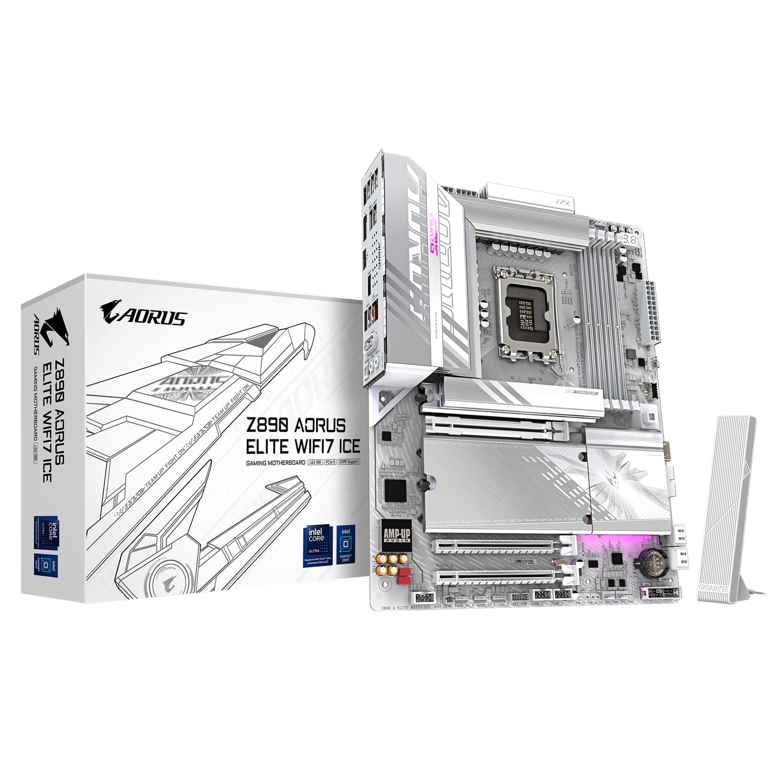 Gigabyte Z890 AORUS ELITE WIFI7 ICE Intel 1851 Socket Motherboard, ATX, 4x DDR5 Slots, 4x M.2 Sockets, Fitted I/O Shield, 2.5GbE LAN, Wi-Fi 7, 1x DisplayPort / 1x USB-C (USB4) - Image 3