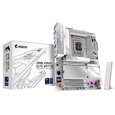 Gigabyte Z890 AORUS ELITE WIFI7 ICE Intel 1851 Socket Motherboard, ATX, 4x DDR5 Slots, 4x M.2 Sockets, Fitted I/O Shield, 2.5GbE LAN, Wi-Fi 7, 1x DisplayPort / 1x USB-C (USB4) - Image 2
