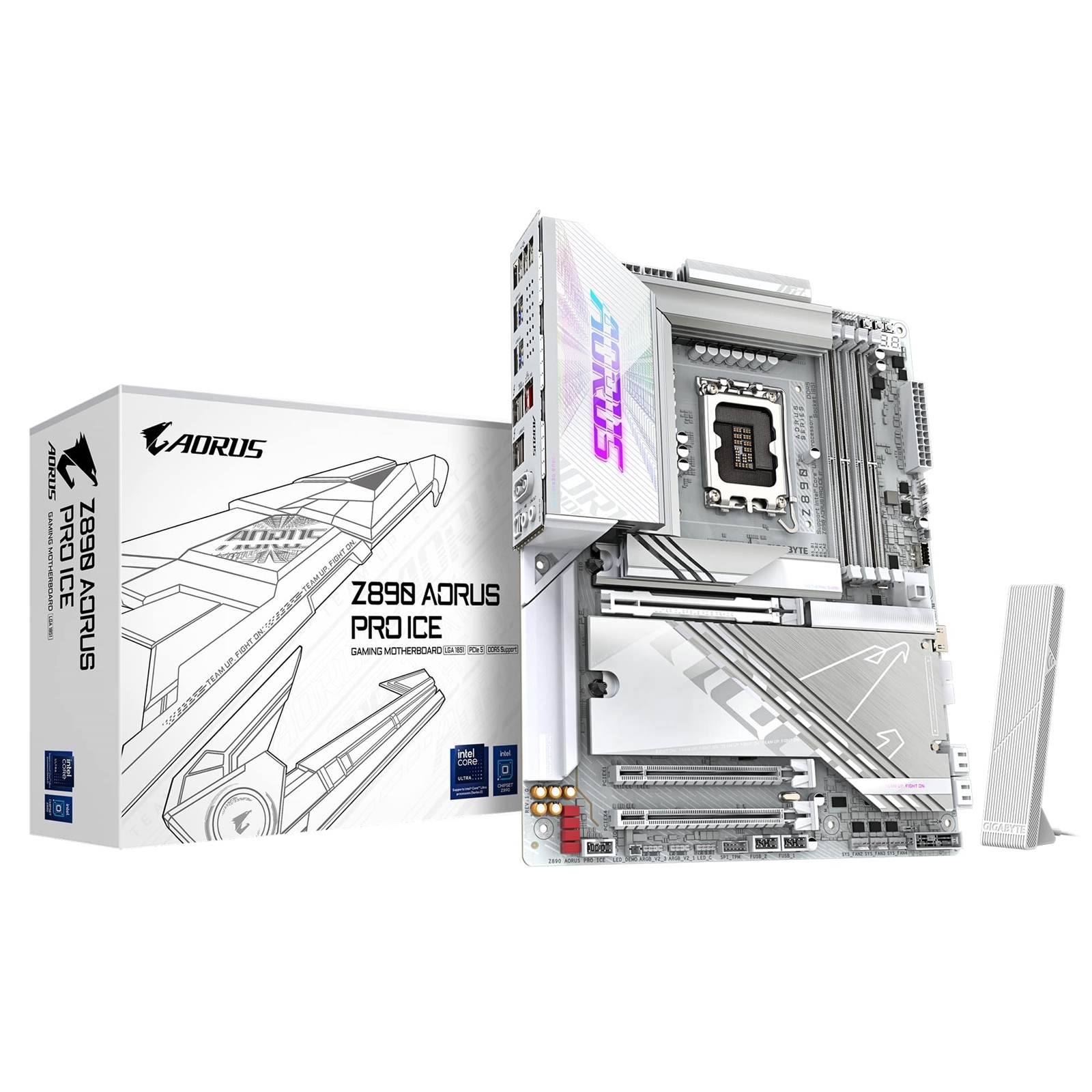 Gigabyte Z890 AORUS PRO ICE Intel 1851 Socket Motherboard, ATX, 4x DDR5 Slots, 5x M.2 Sockets, Fitted I/O Shield, 5GbE LAN, Wi-Fi 7, 2x USB-C (USB4) - Image 3