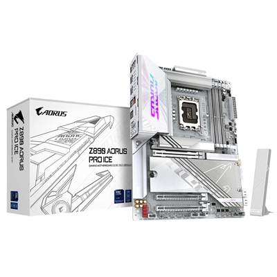 Gigabyte Z890 AORUS PRO ICE Intel 1851 Socket Motherboard, ATX, 4x DDR5 Slots, 5x M.2 Sockets, Fitted I/O Shield, 5GbE LAN, Wi-Fi 7, 2x USB-C (USB4) - Image 2