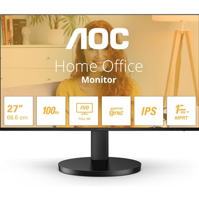 AOC 27B3HA2 27 Inch IPS Monitor, Widescreen, Full HD, VGA, HDMI, 1ms, 100Hz, Internal PSU, Speakers, VESA, Black - Image 3