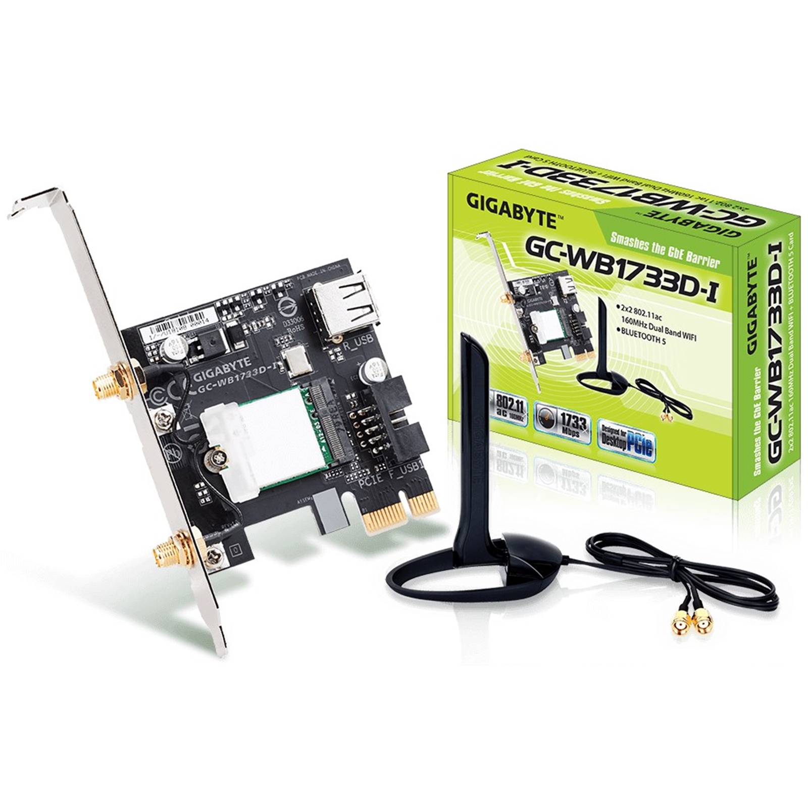 Gigabyte GC-WB1733D-I Intel Wireless AC1750 Dual Band PCI-Express WiFi Card with Bluetooth 5.0 c/w Antenna - Image 4
