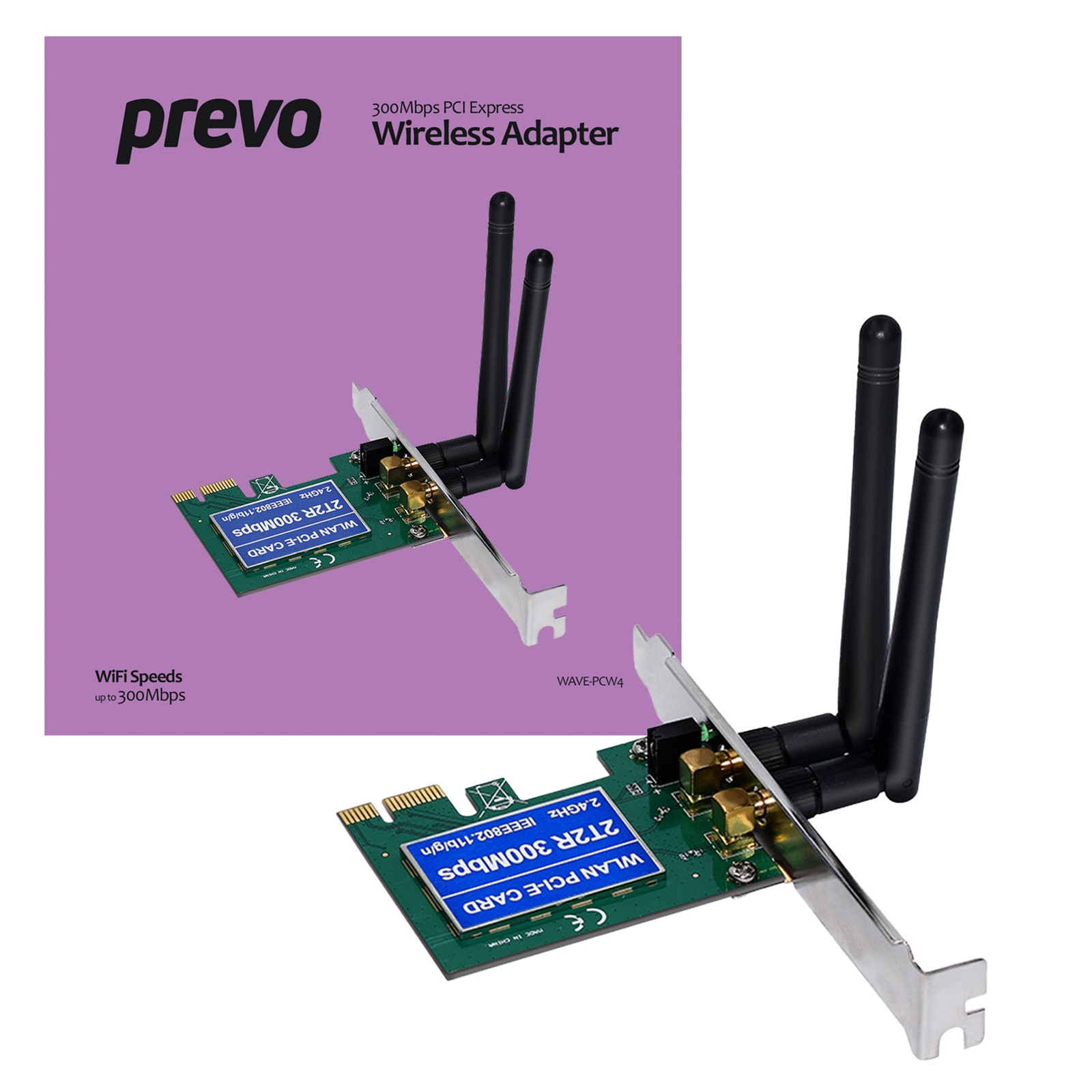 Prevo 300mbps N300 PCI Express Wireless Adapter with Additional Low Profile Bracket - Image 4