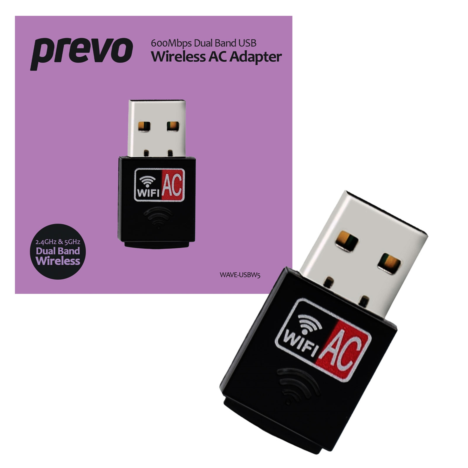 Prevo USBW5 600Mbps AC600 Dual Band USB Wireless AC Network Adapter - Image 4