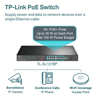 TP-Link TL-SL1218P 16-Port Metal 10/100 Mbps + 2-Port Gigabit Rackmount PoE Switch with 16-Port PoE+ (150W) - Image 6