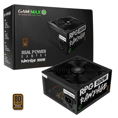 GAMEMAX RPG Rampage 800W PSU, 140mm Ultra Silent Fan, 80 PLUS Bronze, Non Modular, Flat Black Cables, Japanese TK Main Capacitor Fitted - Image 3