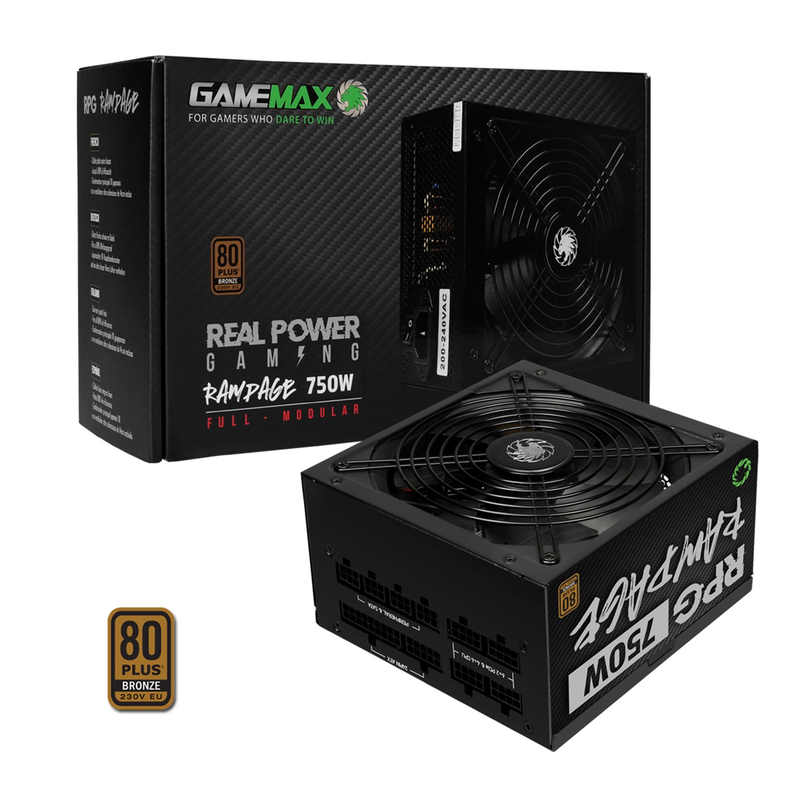 Gamemax RPG Rampage 750W Fully Modular 80 Plus Bronze PSU With 140mm FDB Fan - Image 4