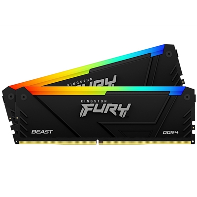 Kingston FURY Beast KF432C16BB2AK2/32 32GB (2x 16GB) DIMM System Memory, 3200MHz, DDR4, CL16, Black, RGB, Intel XMP - Image 2