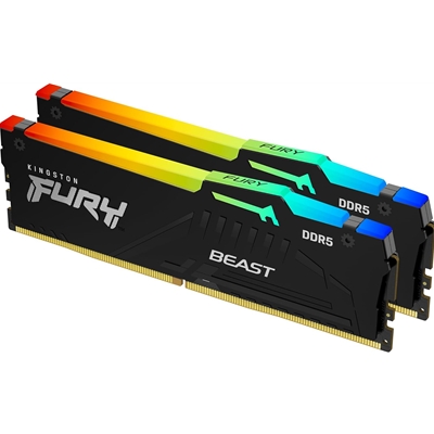 Kingston FURY Beast KF560C30BBEAK2-64 64GB (2x 32GB) DIMM System Memory, 6000MHz, DDR5, CL30, Black, RGB, Intel XMP, AMD EXPO - Image 2