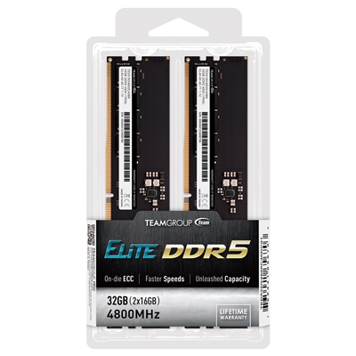 Team Elite TED532G4800C40DC01 32GB DIMM System Memory, DDR5, 4800MHz, 2 x 16GB, 288 Pin, 1.1v, CL40-40-40-77 - Image 2