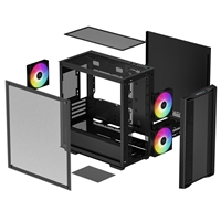 DeepCool CC360 ARGB, Black, Mini Tower Chassis w/ Tempered Glass Window, 3x 120mm ARGB Fans, USB 3.0, mATX/mITX - Image 8