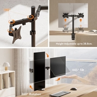 VonHaus Dual Monitor Stand for 13-32 Inch Screens, Twin Monitor Mount with Desk Clamp, Height Adjustable, Easy Assemble Stand with Full Tilt, Rotation & Swivel Arms, VESA 75x75 & 100x100mm - Image 6