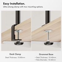 VonHaus Dual Monitor Stand for 13-32 Inch Screens, Twin Monitor Mount with Desk Clamp, Height Adjustable, Easy Assemble Stand with Full Tilt, Rotation & Swivel Arms, VESA 75x75 & 100x100mm - Image 7