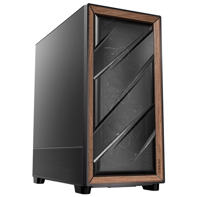 Antec Flux SE Full Tower PC Case with Solid Side Panel, Black/Wood, 5x Pre-Installed Fans, USB Type-C, E-ATX/ATX/mATX/mITX Compatibility - Image 2