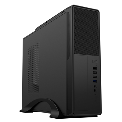 CiT S014C Black Slim Micro ATX/ITX Desktop Case with 300W Power Supply, USB 2.0, USB 3.0 Type-A & Type-C Ports - Image 2
