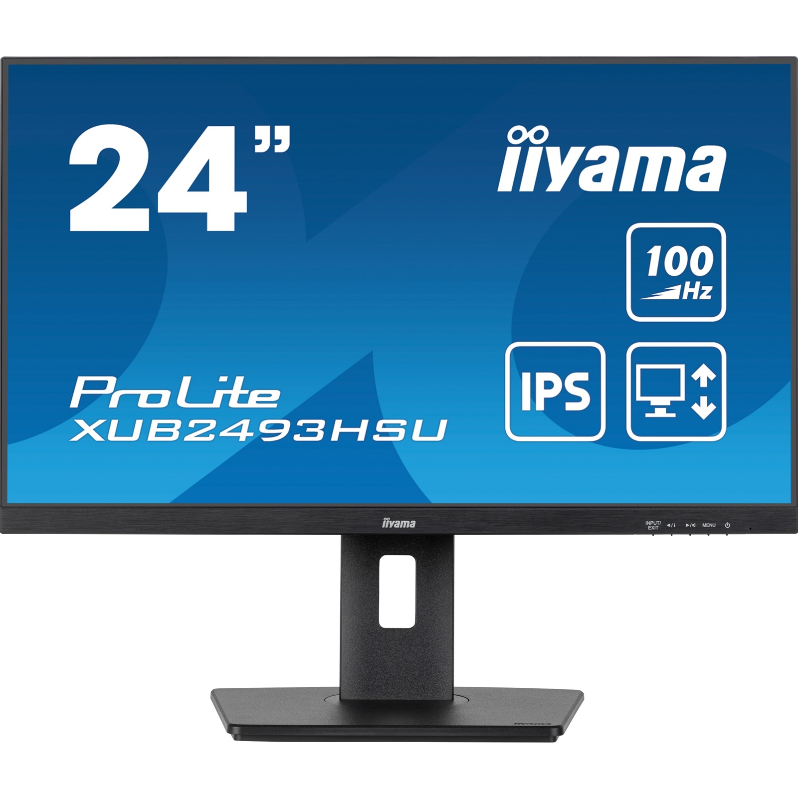 iiyama PROLITE XUB2493HSU-B7 24 Inch IPS Monitor, Full HD, 1ms, 100Hz, USB Hub x 2, HDMI, DisplayPort, Speakers, Black, Internal PSU, Height Adjustable, Pivot, VESA - Image 3