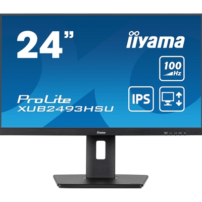 iiyama PROLITE XUB2493HSU-B7 24 Inch IPS Monitor, Full HD, 1ms, 100Hz, USB Hub x 2, HDMI, DisplayPort, Speakers, Black, Internal PSU, Height Adjustable, Pivot, VESA - Image 2