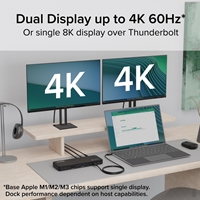 Plugable TBT4-UD5 ThunderBolt 4 Dual Monitor (2x 4K or 1x 8K) 96W USB-C PD Docking Station - Image 5