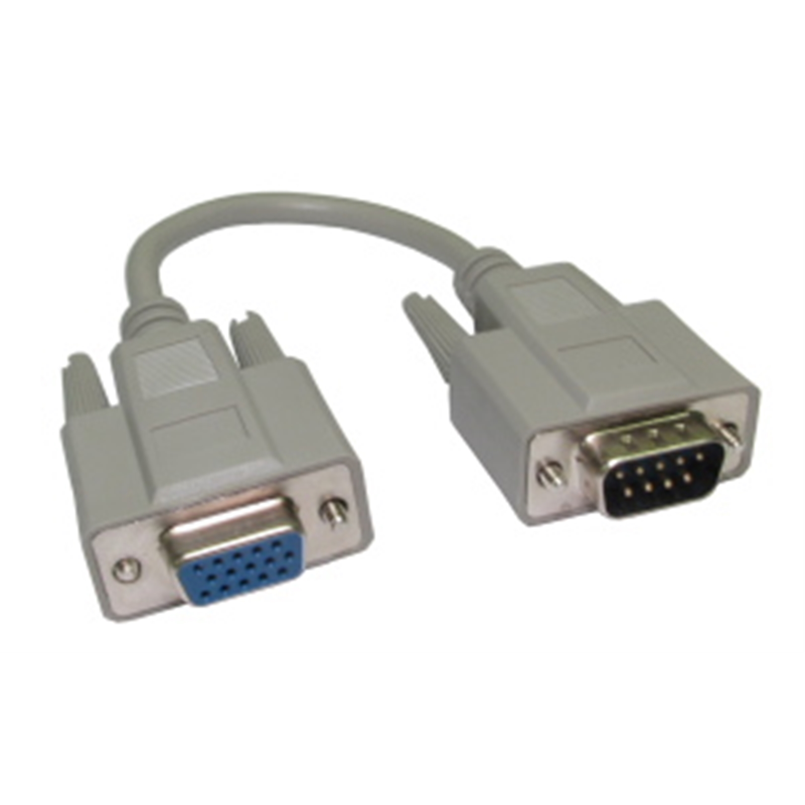 VGA Adapter Cable DB-9 (9-Pin Male) D-Sub Connection to a 15-pin Female High-Density VGA/SVGA Port, Gold Contacts, 0.21m, Grey - Image 3