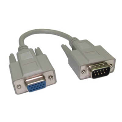 VGA Adapter Cable DB-9 (9-Pin Male) D-Sub Connection to a 15-pin Female High-Density VGA/SVGA Port, Gold Contacts, 0.21m, Grey - Image 2