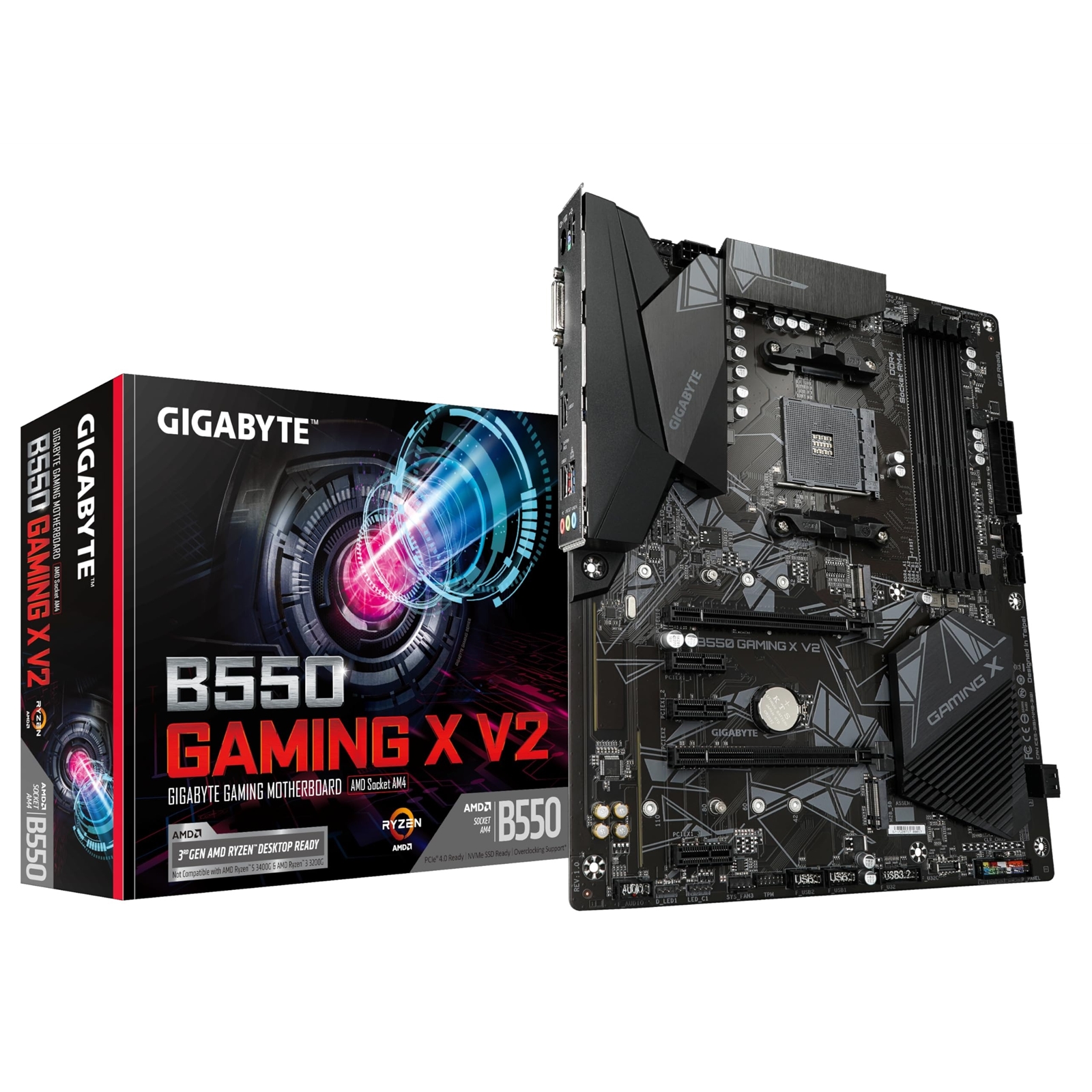 Gigabyte B550 GAMING X V2 AMD AM4 Socket Motherboard, ATX, 4x DDR4 Slots, 2x M.2 Sockets, Fitted I/O Shield, GbE LAN, 1x DVI-D / 1x HDMI Port - Image 3
