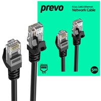 Prevo CAT6-BLK-5M Network Cable, RJ45 (M) to RJ45 (M), CAT6, 5m, Black, Oxygen Free Copper Core, Sturdy PVC Outer Sleeve & Clip Protector, Retail Box Packaging - Image 4