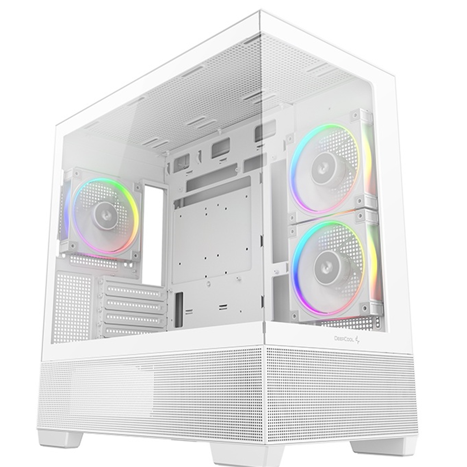 DeepCool CG380 3F Micro-ATX Gaming Case White Panoramic Tempered Glass Side Panel, Mesh Airflow Front, 3 Pre-Installed ARGB Fans, USB-C & USB-A Front I/O, Spacious SFF/mATX/ITX Build Support - Image 3