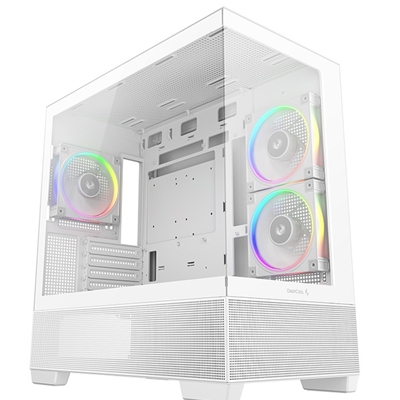 DeepCool CG380 3F Micro-ATX Gaming Case White Panoramic Tempered Glass Side Panel, Mesh Airflow Front, 3 Pre-Installed ARGB Fans, USB-C & USB-A Front I/O, Spacious SFF/mATX/ITX Build Support - Image 2