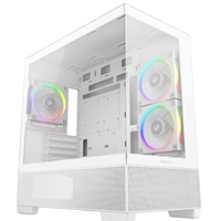 DeepCool CG380 3F Micro-ATX Gaming Case White Panoramic Tempered Glass Side Panel, Mesh Airflow Front, 3 Pre-Installed ARGB Fans, USB-C & USB-A Front I/O, Spacious SFF/mATX/ITX Build Support