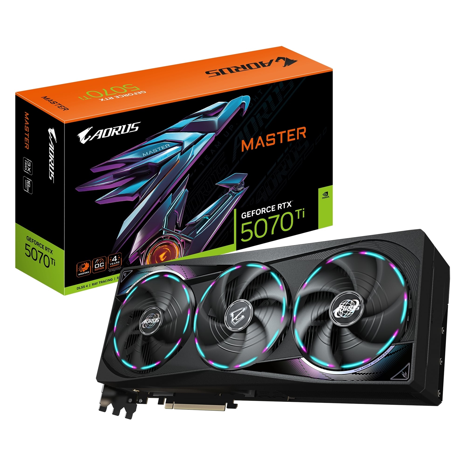 Gigabyte NVIDIA GeForce RTX 5070 Ti AORUS MASTER 16GB GDDR7 Graphics Card, 8960 CUDA Cores, 2588 MHz Core Clock, Triple Fan, RGB, 3x DisplayPorts / 1x HDMI Port - Image 3