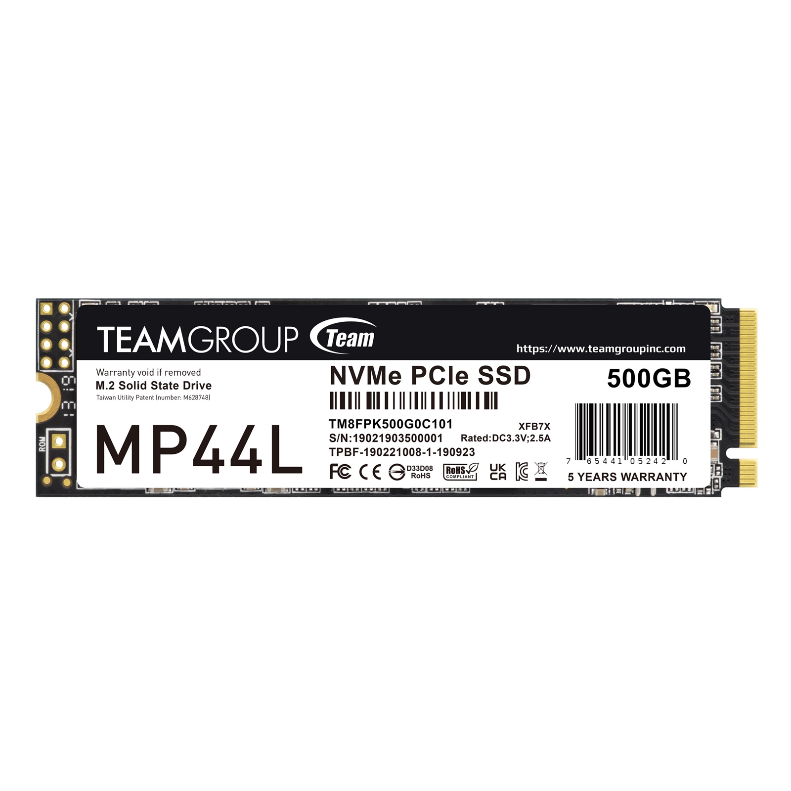 Team MP44L (TM8FPK500G0C101) 500GB NVMe SSD, PCIe Gen4, M.2 Interface, 2280, Read 5000 MB/s, Write 3700 MB/s, 5 Year Warranty - Image 3