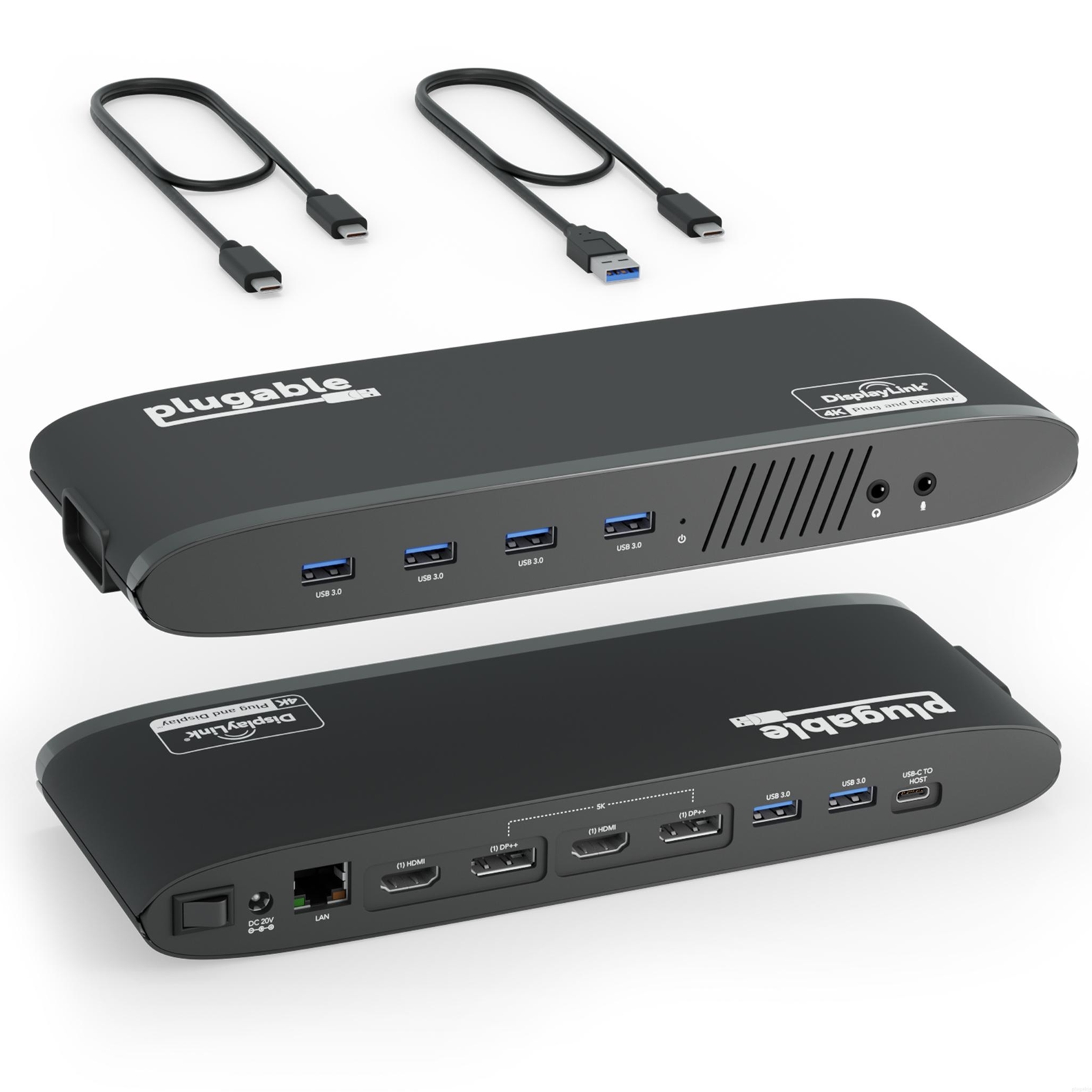Plugable UD-6950H Universal Dual Monitor 4K USB-A/USB-C DisplayLink Certified Docking Station - Image 3