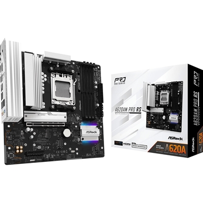 ASRock A620AM PRO RS AMD Socket AM5 Motherboard, 4x DDR5 Slots, 3x M.2 Socket, 2.5GbE LAN, 1x HDMI Port/ 1x DisplayPort - Image 2