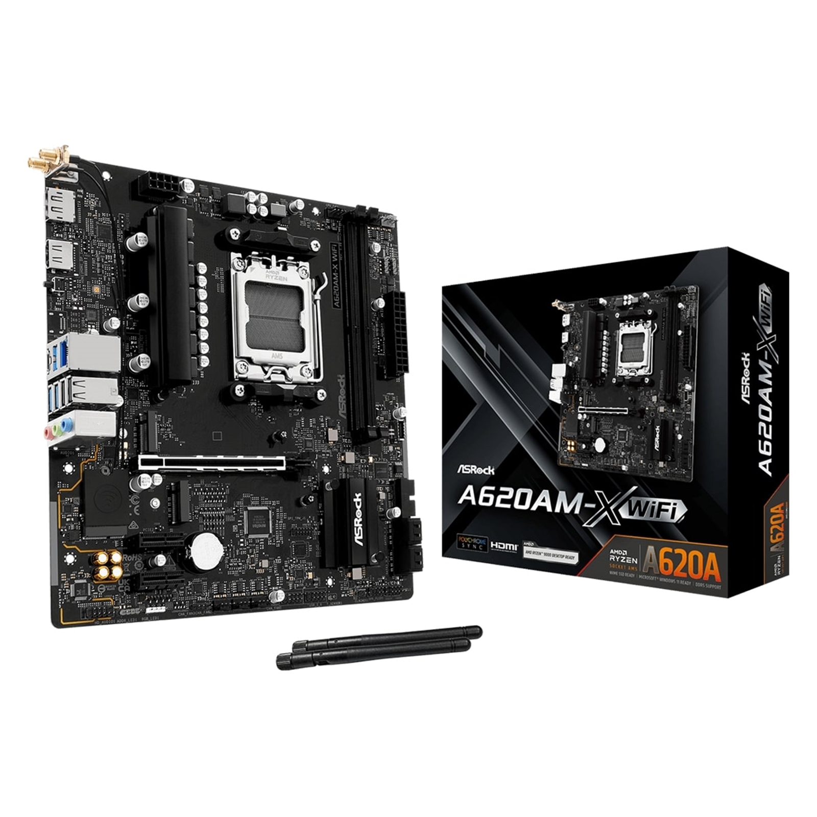 ASRock A620AM-X WIFI AMD AM5 Socket Motherboard, 2x DDR5 Slots, 2x M.2 Socket, 2.5GbE LAN, Wi-Fi 5, 1x HDMI Port / 1x DisplayPort - Image 3