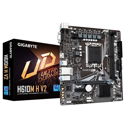 Gigabyte H610M H V2 (Rev. 1.0) Intel 1700 Socket Motherboard, Micro-ATX, 2x DDR5 Slots, 1x M.2 Socket, GbE LAN, 1x D-Sub / 1x HDMI Port - Image 2