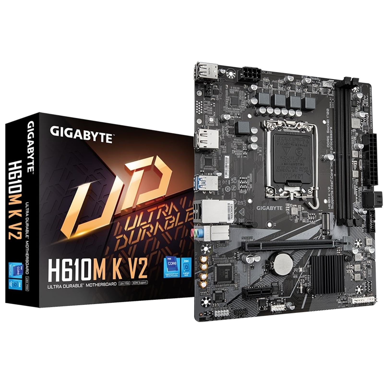 Gigabyte H610M K V2 DDR5 Anti-Sulfur Resistor Intel 1700 Socket Motherboard, Micro-ATX, 2x DDR5 Slots, 1x M.2 Socket, GbE LAN, 1x DisplayPort / 1x HDMI Port - Image 3