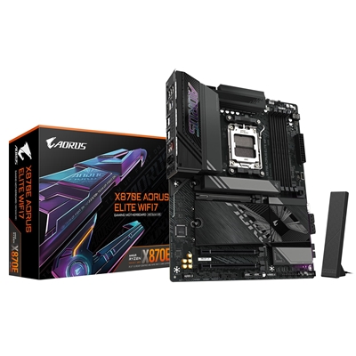 Gigabyte X870E AORUS ELITE WIFI7 AMD AM5 Socket Motherboard, ATX, 4x DDR5 Slots, 4x M.2 Sockets, Fitted I/O Shield, 2.5GbE LAN, Wi-Fi 7, 1x HDMI Port / 2x USB-C (USB4) - Image 2