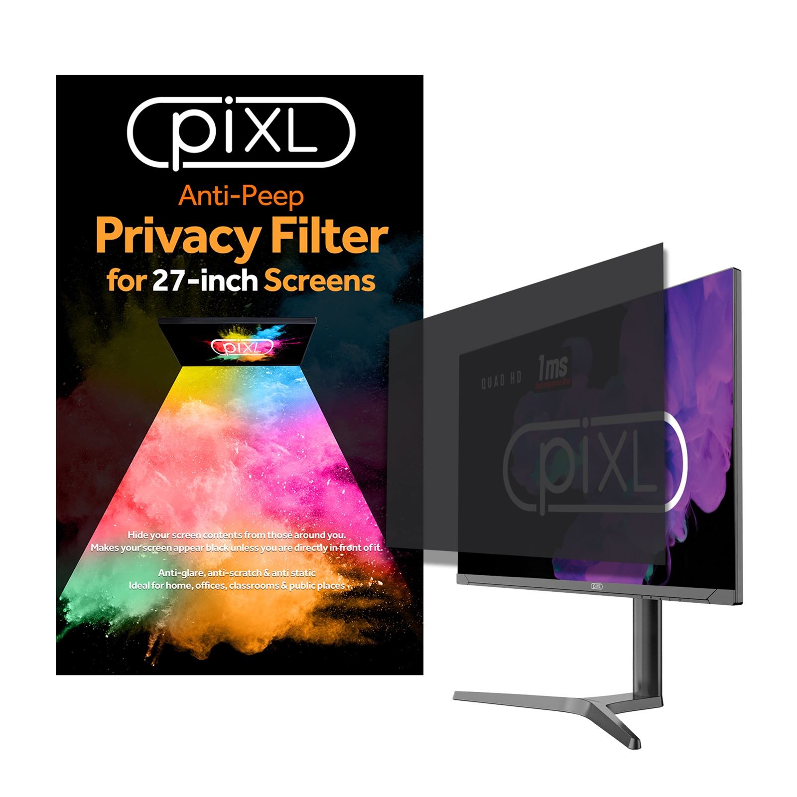 piXL 27 Inch Monitor Security Privacy Screen/ Privacy Filter, Anti-Glare, Anti-Peep, Anti-Static & Blackout - Image 3